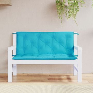 Vidaxl Jastuci za vrtnu klupu, set od 2, tirkizni, 120x50x7 cm