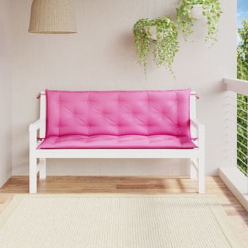Vidaxl Jastuci za vrtnu klupu, 2 kom, ružičasti, 150x50x7 cm