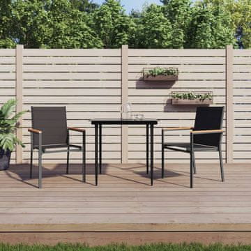 Vidaxl Vrtne stolice, set od 2, crne, 55x61,5x90 cm, tekstilen i čelik