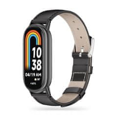 Tech-protect Leatherfit remen za Xiaomi Smart Band 8 / 9, black