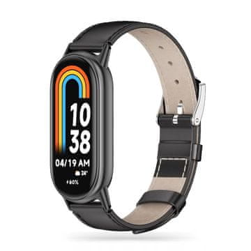 Tech-protect Leatherfit remen za Xiaomi Smart Band 8 / 9, black