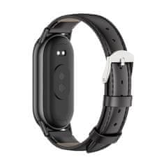 Tech-protect Leatherfit remen za Xiaomi Smart Band 8 / 9, black