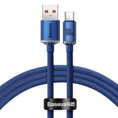 BASEUS Crystal Shine Series podatkovni kabel, Type-A/Type-C, 100 W, FC, 2m, plava (CAJY000503)