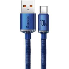 BASEUS Crystal Shine Series podatkovni kabel, Type-A/Type-C, 100 W, FC, 1,2 m, plava (CAJY000403)