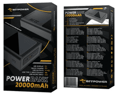 Prijenosna baterija Beepower BP-20PD QC 22.5W, 20000 mAh, crna