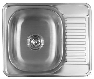 AQUALINE Ugradbeni sudoper od nehrđajućeg čelika s ocjednom plohom 58x18x48 cm