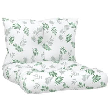 Vidaxl Jastuci za palete 2 kom s uzorkom lišća od tkanine Oxford