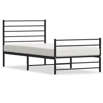 Vidaxl Metalni okvir kreveta s uzglavljem i podnožjem crni 107x203 cm