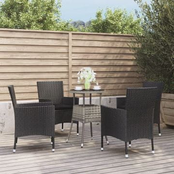 Vidaxl Vrtni bistro set od 5 dijelova s jastucima, crni