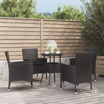 Vidaxl Vrtni bistro set od 5 dijelova s jastucima, crni