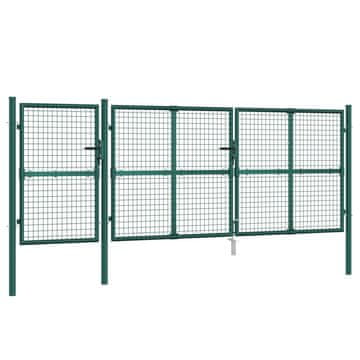Vidaxl Mrežasta vrtna vrata zelena 400x125 cm pocinčani čelik