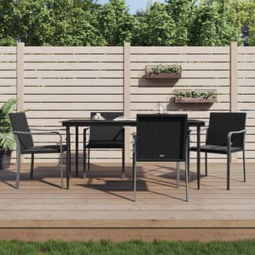 Vidaxl Vrtne stolice s jastucima, set od 4, crne, 56x59x84 cm