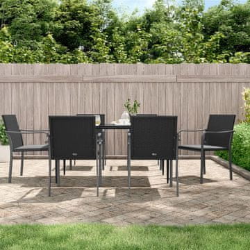 Vidaxl Vrtne stolice s jastucima, set od 6, crne, 56x59x84 cm