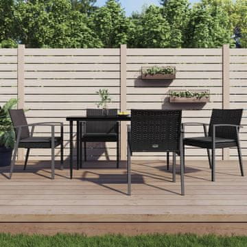 Vidaxl Vrtne stolice s jastucima, set od 4, crne, 56,5 x 57 x 83 cm