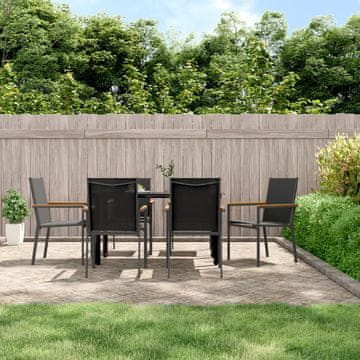 Vidaxl Vrtne stolice, set od 6, crne, 55x61,5x90 cm, tekstilen i čelik