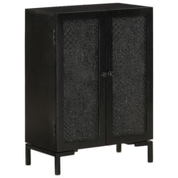 Vidaxl Komoda crna 55x30x77 cm masivno drvo manga i željezo
