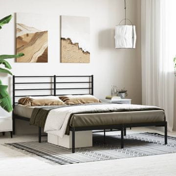 Vidaxl Metalni okvir kreveta s uzglavljem crni 120x200 cm