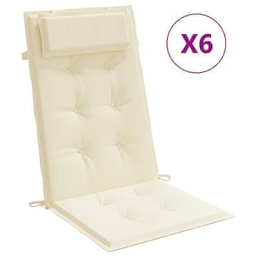 Vidaxl Jastuci za stolicu s visokim naslonom 6 kom krem tkanina Oxford