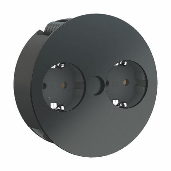 Bachmann Twist ugradbena utičnica za kuhinjski pult, 2x220V, mat crna (931.150)