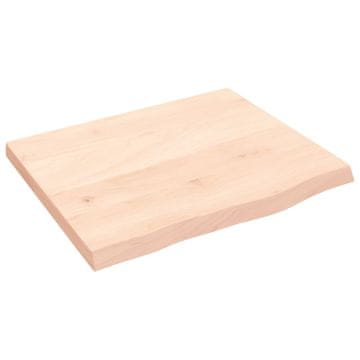 Vidaxl Zidna polica 60x50x(2-4) cm neobrađena masivna hrastovina