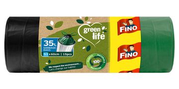 eoshop BIO vreće za smeće sa vezicom 35 L, 15 kom, 53×60 cm, 25 µm, zelene ZE