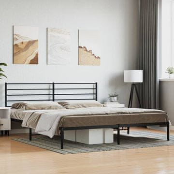 Vidaxl Metalni okvir kreveta s uzglavljem crni 193x203 cm