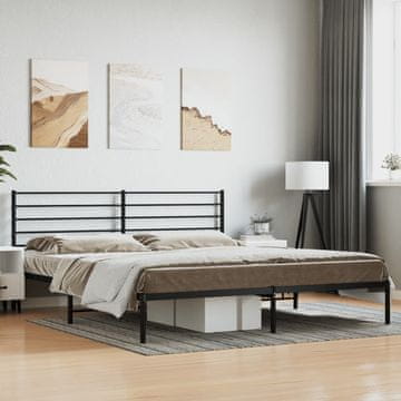 Vidaxl Metalni okvir kreveta s uzglavljem crni 183x213 cm