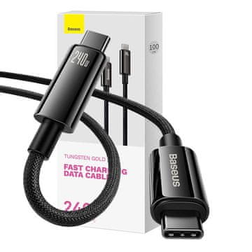 MojPlanet USB-C na USB-C kabel Baseus Tungsten Gold 240W 1m (crni)