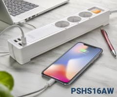 Platinet PSHS16AW pametni produžni kabel, Schuko, USB, WiFi, 16 A, 3680 W