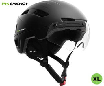 MS ENERGY MSH-500 pametna kaciga, XL, LED osvjetljenje, punjiva baterija, magnetski odvojivi vizir, crna