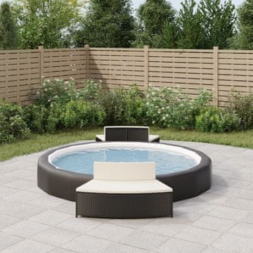 Vidaxl Spa klupe s jastucima, set od 2, crne, poli ratan