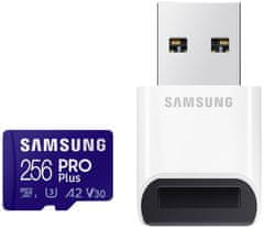 Samsung PRO Plus microSDXC memorijska kartica, 256 GB + čitač kartica