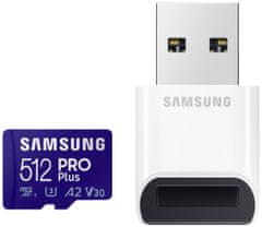 Samsung PRO Plus microSDXC memorijska kartica, 512 GB + čitač kartica