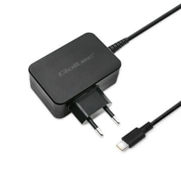 Qoltec Zidni Punjač 65W | 5-20V | 3-3,25A | USB Tip C | PD | Prijenosno računalo | Pametni telefon | Crni