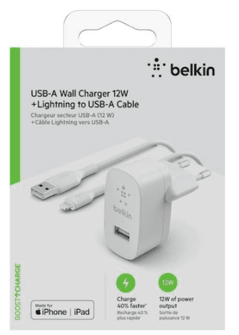 Belkin USB-A punjač, ​​220V, 12 W + Lightning kabel