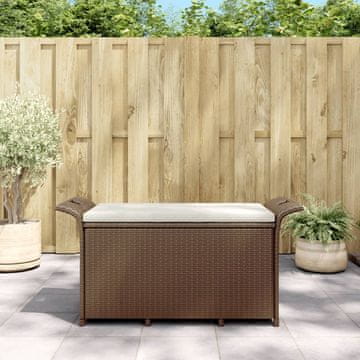 Vidaxl Vrtna klupa s jastukom smeđa 116x46x57 cm poli ratan