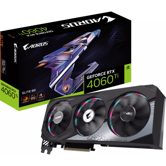 Gigabyte Aorus GeForce RTX 4060 Ti Elite 8G grafička kartica, 8 GB GDDR6 (GV-N406TAORUS E-8GD)