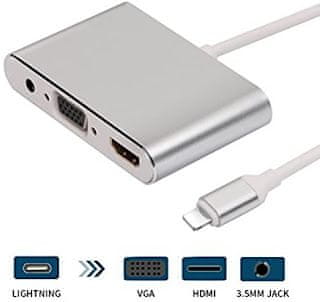 Andowl Apple Lightning Digital AV V (HDMI) + VGA adapter