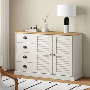 Vidaxl VIGO Ormarić s ladicama 113x40x75 cm Bijeli masivni bor