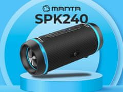 Manta Prijenosni zvučnik SPK240, Bluetooth, 60W RMS, TWS, baterija, LED osvjetljenje, IPX5, USB/AUX, + remen