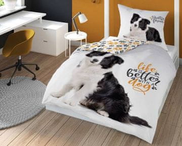 Detexpol Dječja posteljina 160x200, siva, slatki psić, mladenačka
