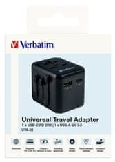 Verbatim UTA-02 univerzalni putni adapter, USB-C i USB-A