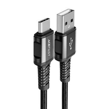 AceFast Pleteni kabel USB - USB-C 3A 1,2 m crni