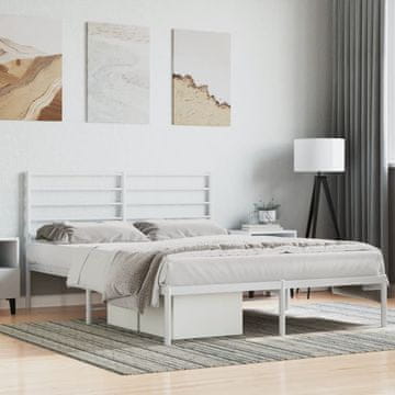Vidaxl Metalni okvir kreveta s uzglavljem bijeli 150x200 cm