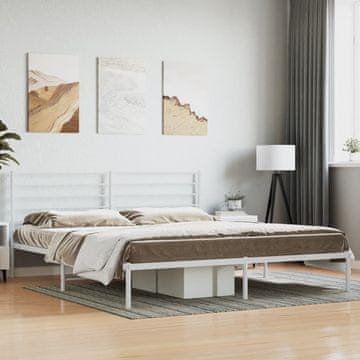 Vidaxl Metalni okvir kreveta s uzglavljem bijeli 193x203 cm