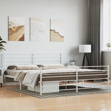 Vidaxl Metalni okvir kreveta s uzglavljem i podnožjem bijeli 193x203 cm