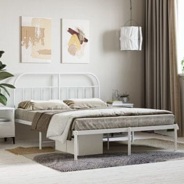 Vidaxl Metalni okvir kreveta s uzglavljem bijeli 150x200 cm