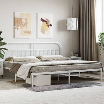 Vidaxl Metalni okvir kreveta s uzglavljem bijeli 200x200 cm