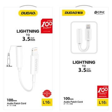 DUDAO Audio adapter za iPhone slušalice s Lightning na 3,5 mm mini priključak, bijeli