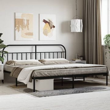 Vidaxl Metalni okvir kreveta s uzglavljem crni 200x200 cm